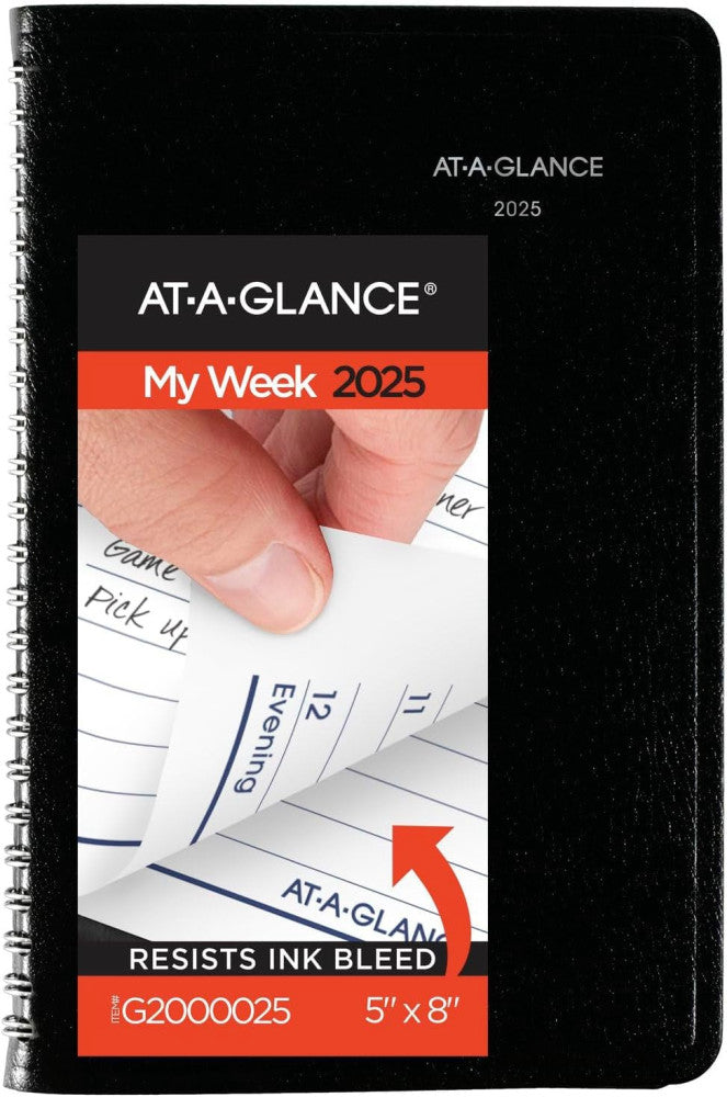2025 Appointment Book Planner, Weekly, 5" X 8", Small, Dayminder, Black (G200002