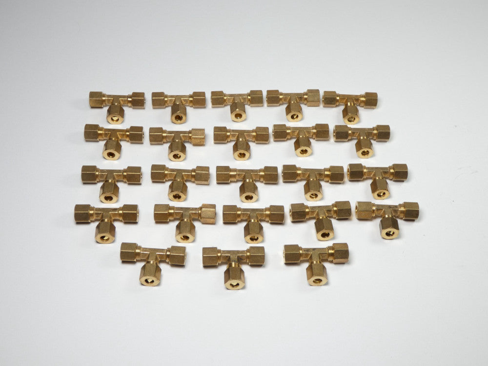 *Lot of 23* Parker 164C4 Brass Compression Union Tee Fitting 1/4" Tube - NEW ...
