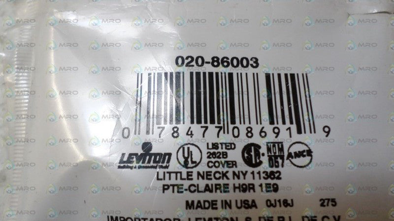 LEVITON 020-86003 SINGLE OUTLET COVER  NSMP
