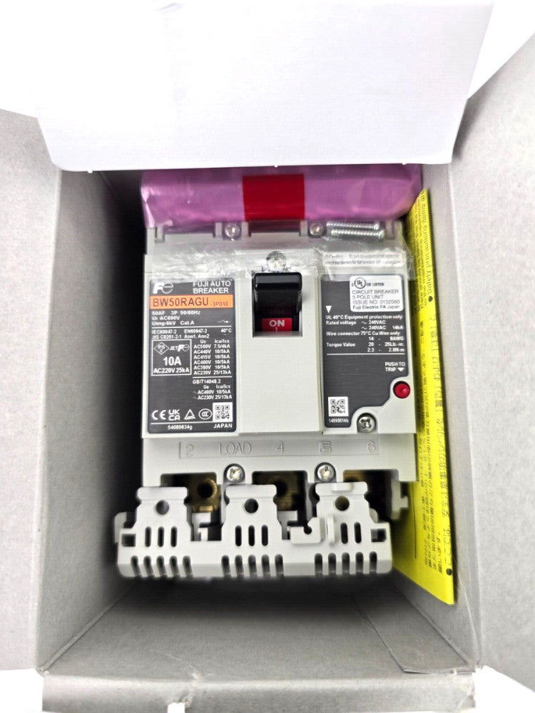 NEW Fuji Electric BW50RAGU-3P010 Circuit Breaker Hydraulic Magnetic 3P 10A