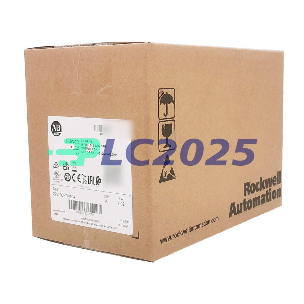 Allen Bradley 22B-D6P0N104 PowerFlex 40- 2.2 kW 3 HP AC Drive Factory Sealed