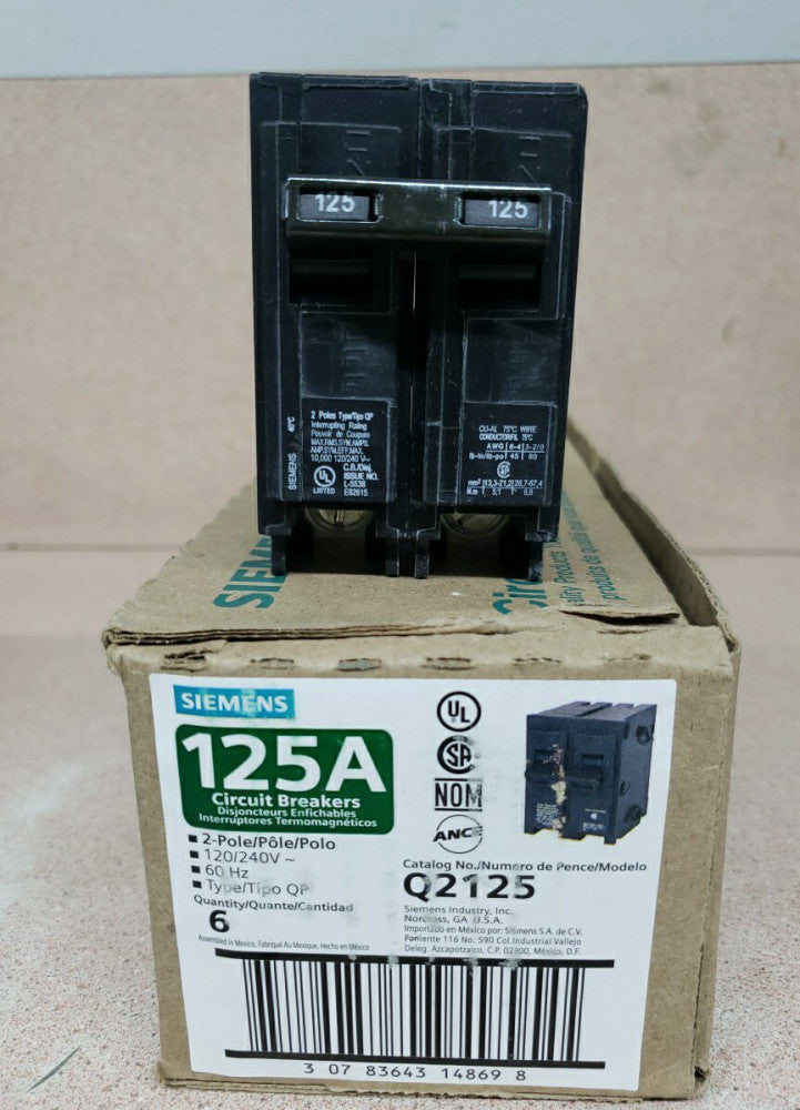 1) New! Siemens Q2125 125-Amp Double Pole Type QP Circuit Breaker