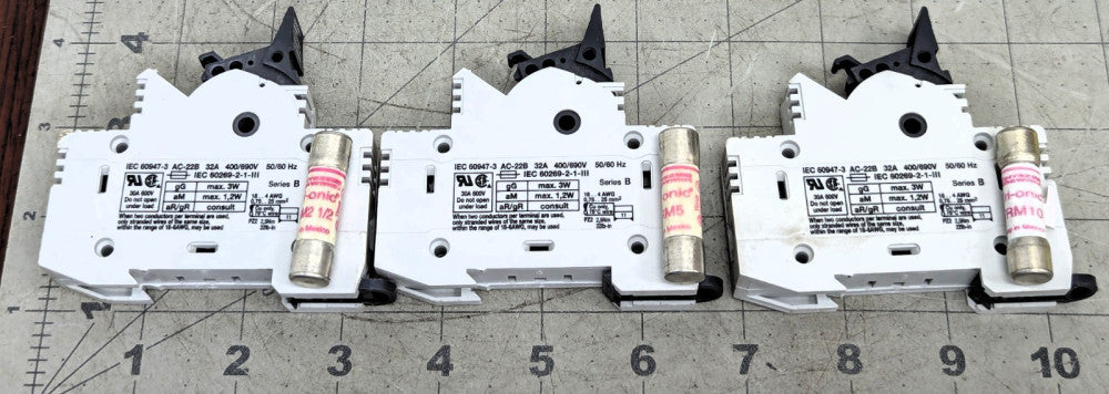 3 Sprecher FH8-1PM30 Fuse Holder With TERM2 ½ TRM5 TRM10 Fuses Working Pull[OF27