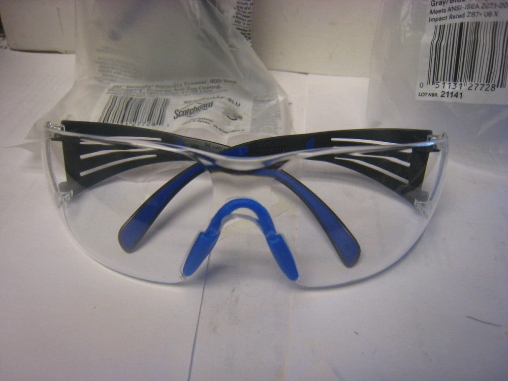 2 yes 2 pairs 3M SecureFit Safety Glasses SF401SGAF-BLU-F, Blue/Gray, AF Lens