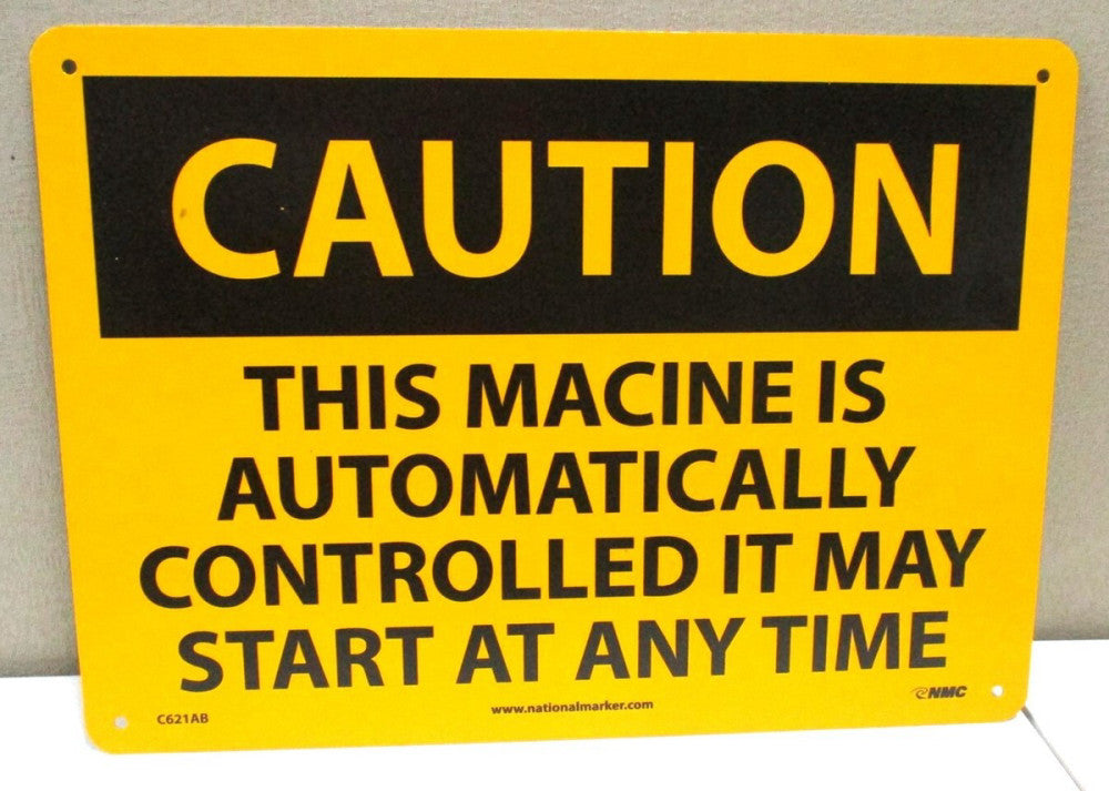 NMC (C621AB) 10" L x 14" W Aluminum Yellow Auto Controlled Machine Caution Sign