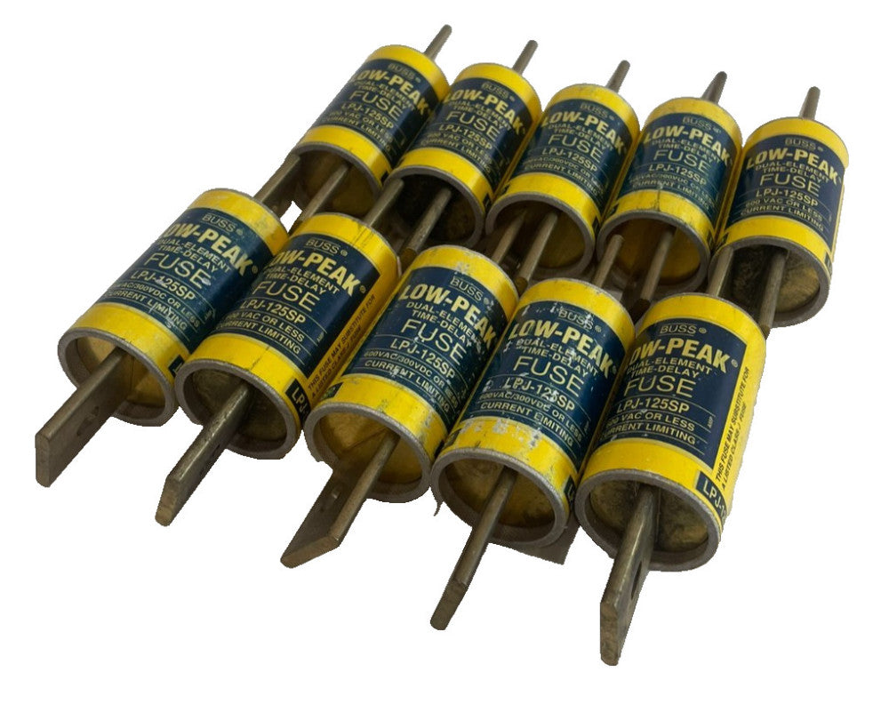 NEW LOT OF 10 BUSSMANN LPJ-125SP FUSES 600VAC 300VDC LPJ125SP