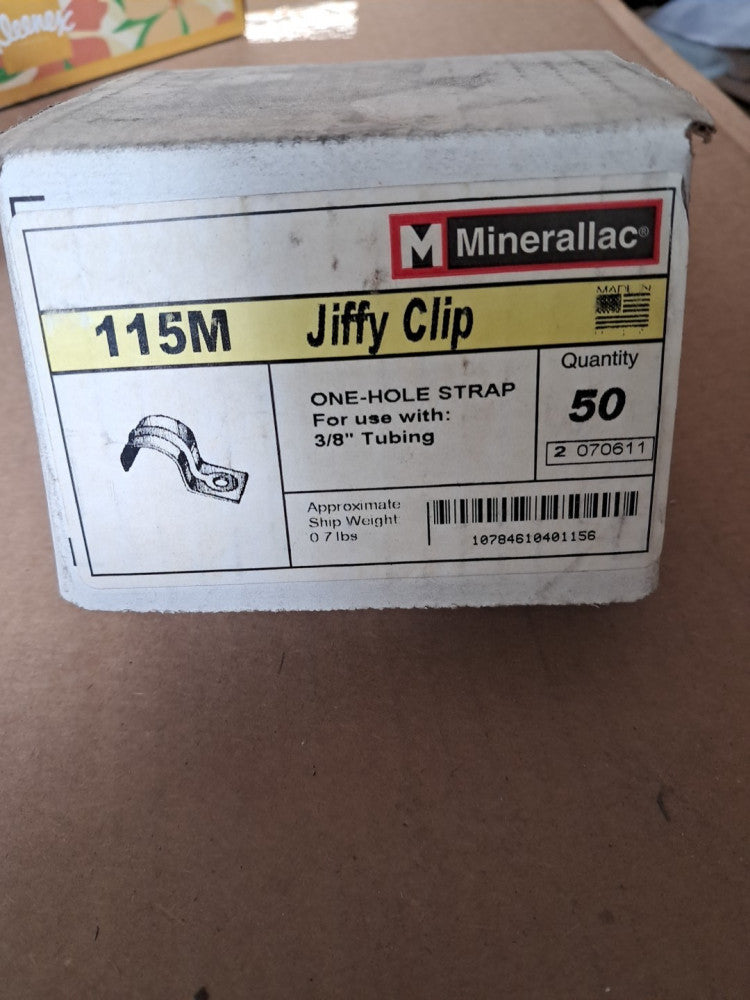 LOT OF 85 MINERALLAC 115M JIFFY CLIPS ONE HOLE STRAP FOR 3/8" TUBING 
