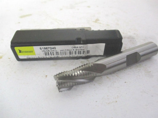(724-2077) 3/8" x 3/4" x 3/8" x 2-1/2" OAL Cobalt 4Fl Roughing Square End Mill 