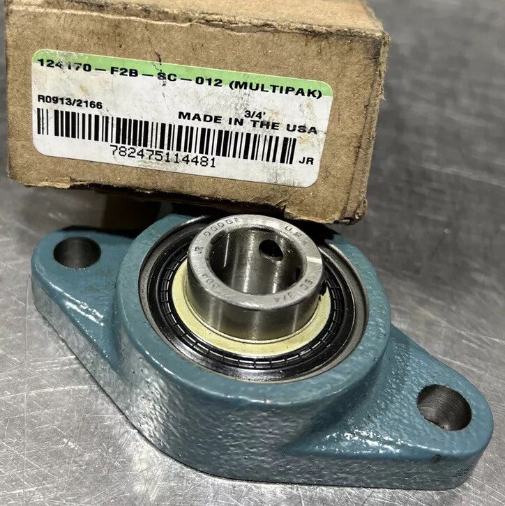 Dodge 124170 FB-SC-012 3/4" 2-Bolt Flange Mount Bearing Nos Surplus