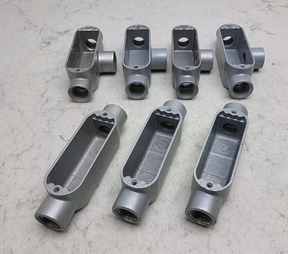 7 Pk Mixed Lot Killark OC-1 Conduit Body C Hub w/ Crouse-Hinds E121488 Tee 1/2"
