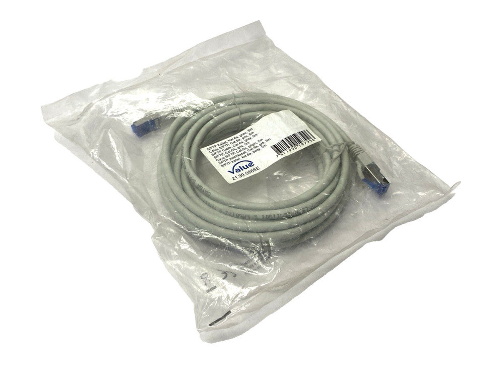 Value 21.99.0865E Double Ended Ethernet Cable Gray Male RJ45 Connectors 5m