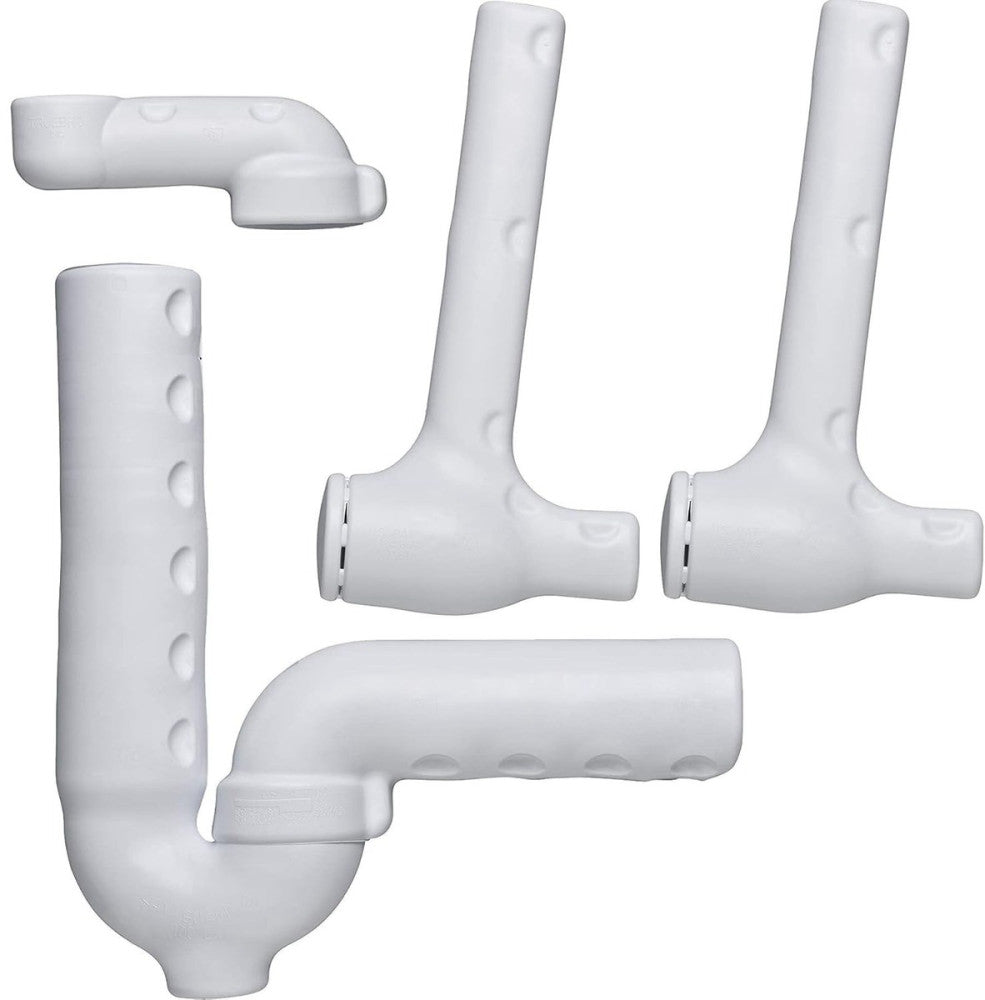Undersink Molded Vinyl Tubular P-Trap Piping Cover, 2 Angle Valve and Supply Cov