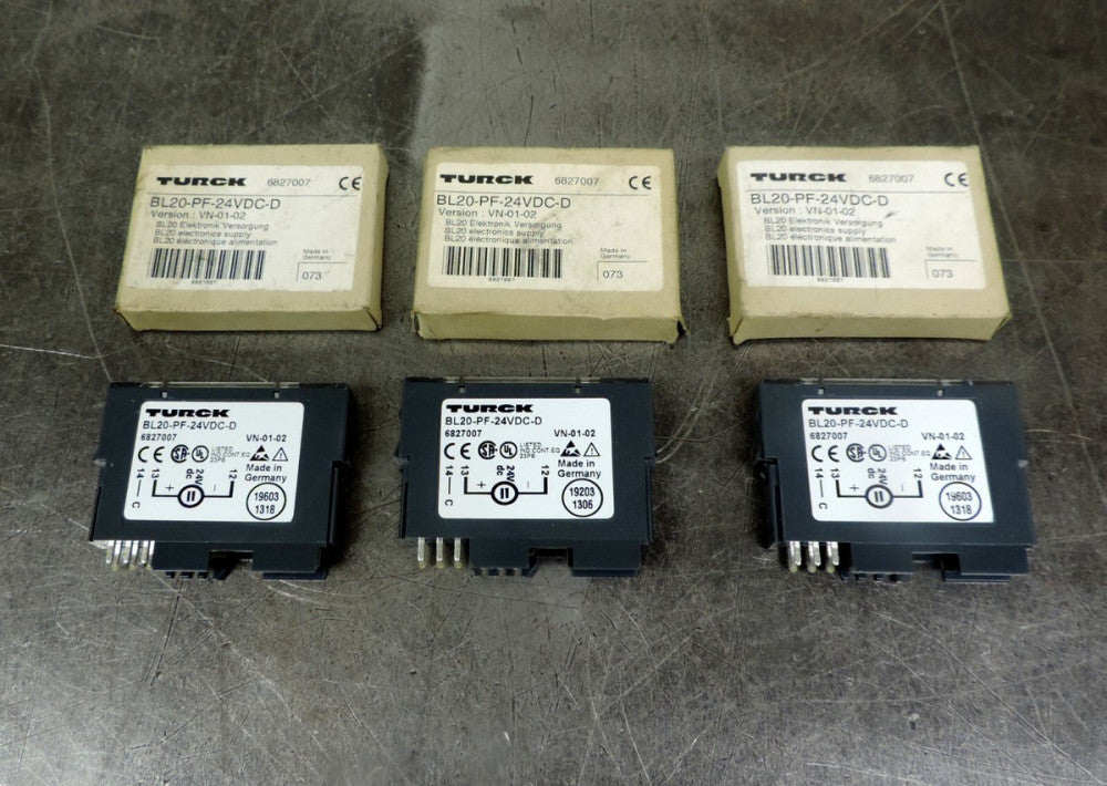 Turck BL20-PF-24VDC-D Electronic Module 6827007 Lot of Three (3)