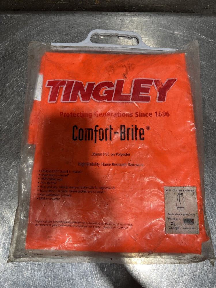 Tingley O53129 Comfortbrite Flame Resistant Rain Overall, Orange, Xl Nos Surplus