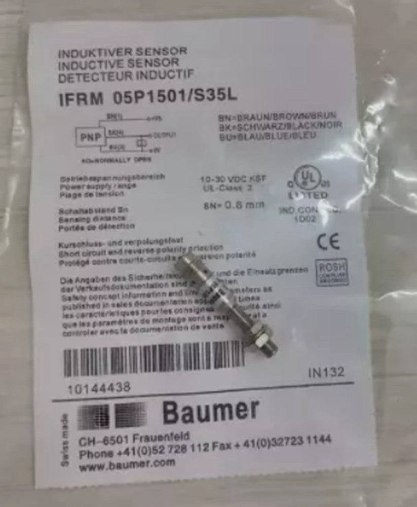 One Brand New BAUMER IFRM 05P1501/S35L Proximity Switch