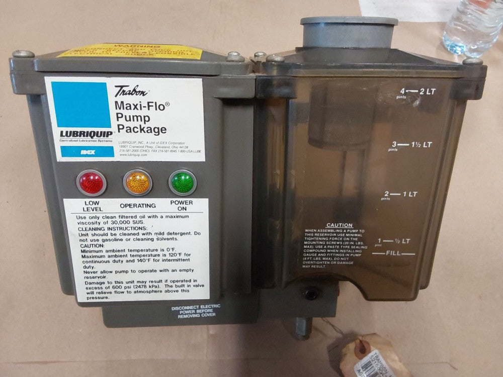 Trabon Lubriquip 521-500-430 Maxi-Flo Pump Package, 4 Pint Capacity, 600psi Max