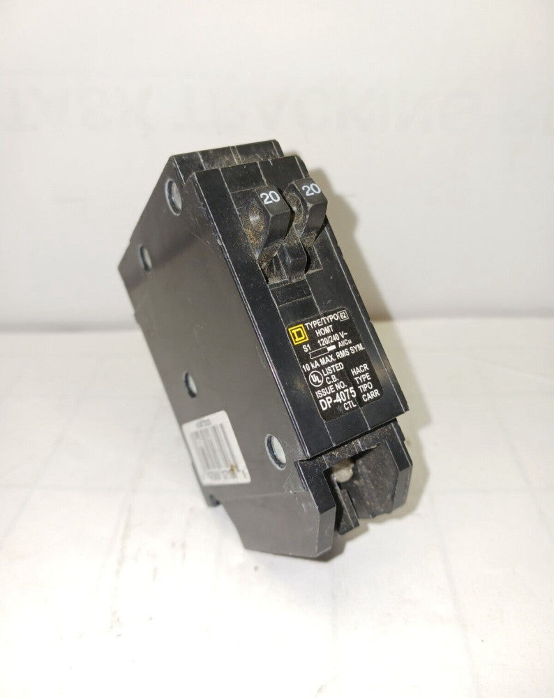SQUARE D 20 AMP TANDEM CIRCUIT BREAKER SINGLE POLE 120/240 VAC 10 KA HOMT2020