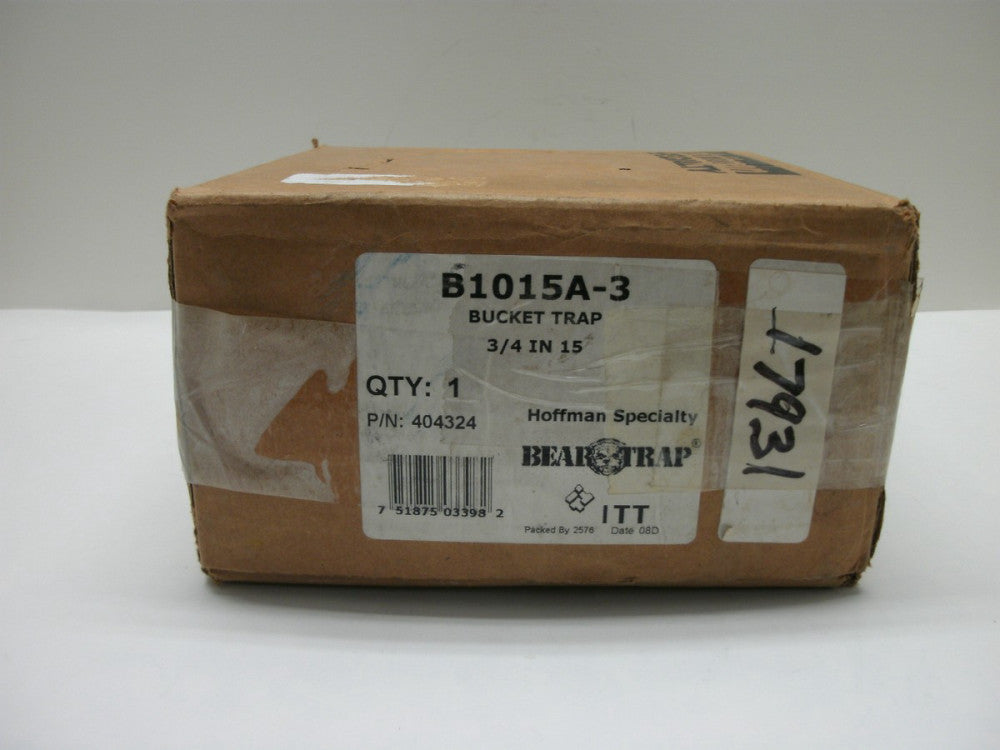 HOFFMAN SPECIALTY 404324 B1015A-3 3/4" INVERTED BUCKET TRAP 15 PSI DIFF RATE NIB