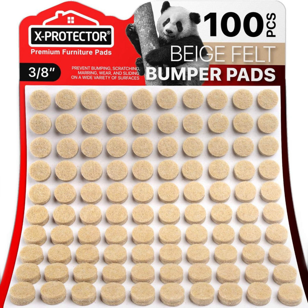 Cabinet Door Bumpers X-Protector 100 PCS – Small 100 Beige (Felt), 