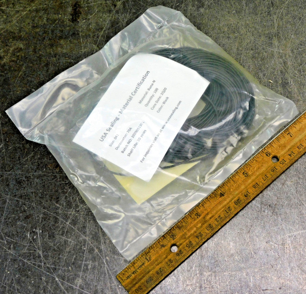 USA Sealing Buna-N 041 Rubber O-Ring 70A Durometer Lot of One-Hundred (100)