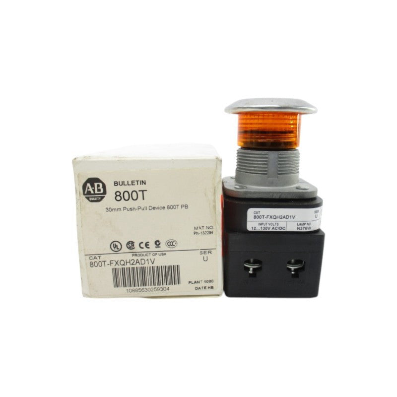 ALLEN BRADLEY 800T-FXQH2AD1V SER. U 12-130VAC/DC (WH) NSMP