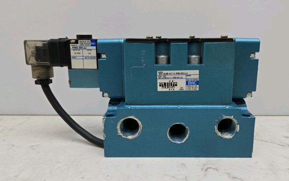 Mac MV-A3B-A111-PM-591JJ Pneumatic Solenoid Valve 1/2" Npt 150Psi 24Vdc Coil