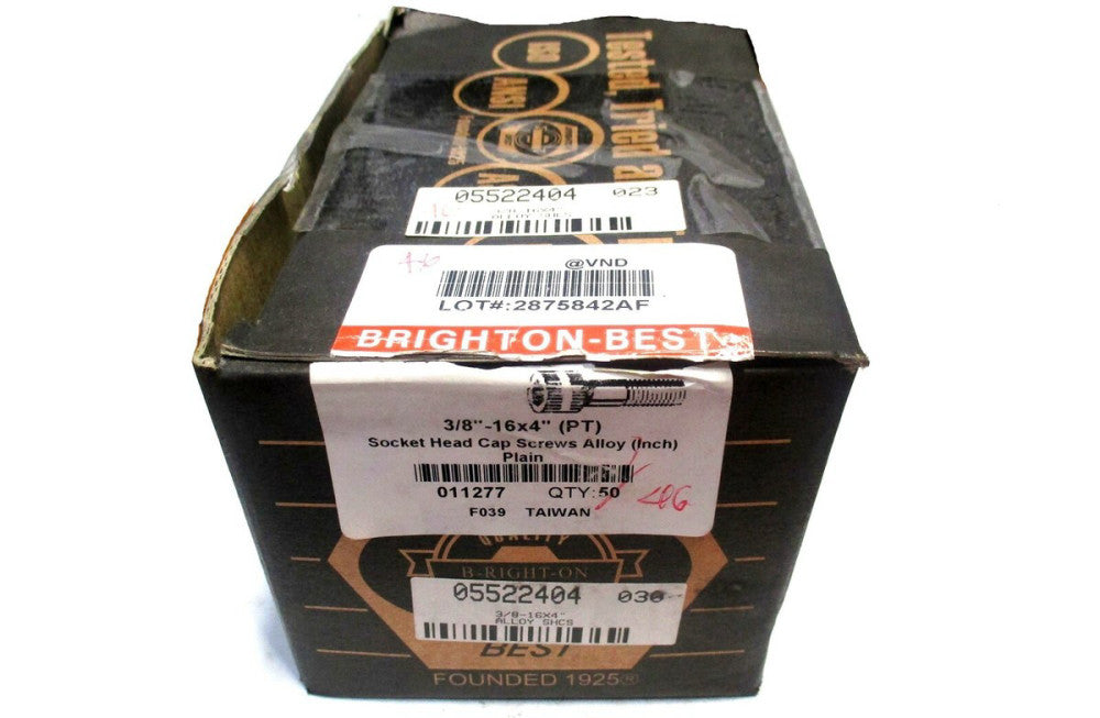 Brighton (011277) 3/8-16 UNC 4" OAL 5/16" Hex Socket Cap Screw - Lot of 46