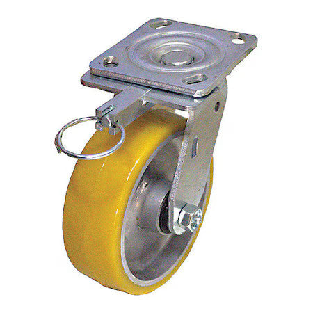 Zoro Select P21s-Ua060r-14-Dl Plate Caster,Swivel,Polyurethane,7 1/2"H