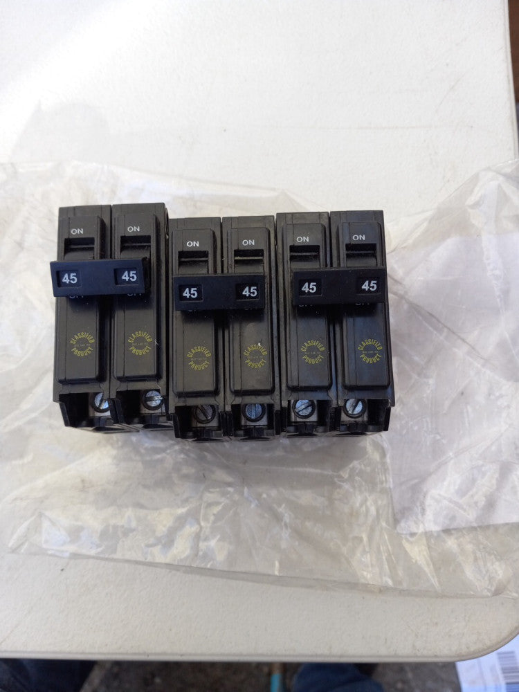 Lot Of 3 CHQ245 Eaton Cutler Circuit Breaker 45 Amp 2 Pole 120V 240V AC 