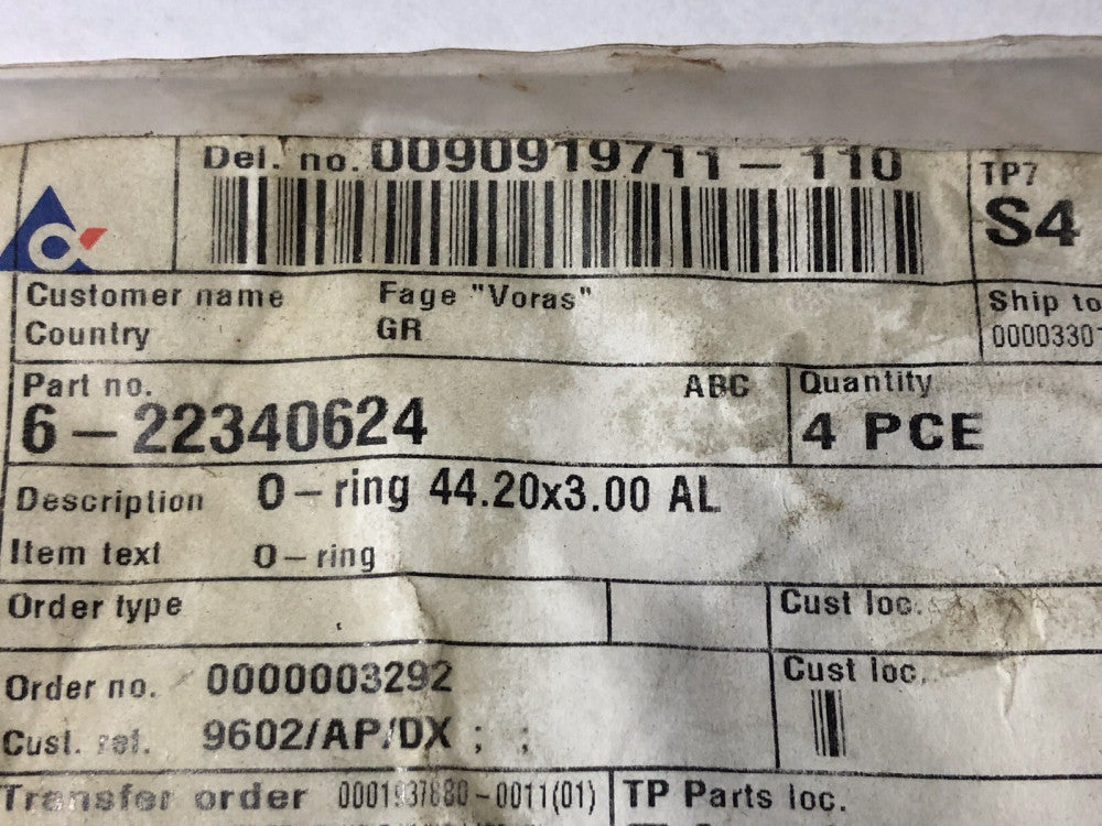 Tetra Pak 6-223406-24 O-rings NEW In BAG.  4 PCS.