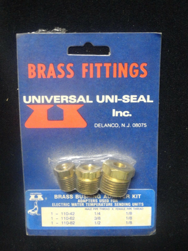 BRASS FITTINGS - UNIVERSAL UNI-SEAL (3) ADAPTER KIT - NEW 1/4, 3/8, 1/2 to 1/8"