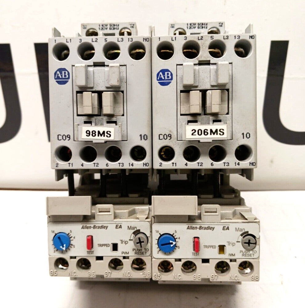 2) ALLEN BRADLEY MOTOR STARTERS 120 VAC COIL  100-C09*10 / 193-EA1EB  LOT OF 2