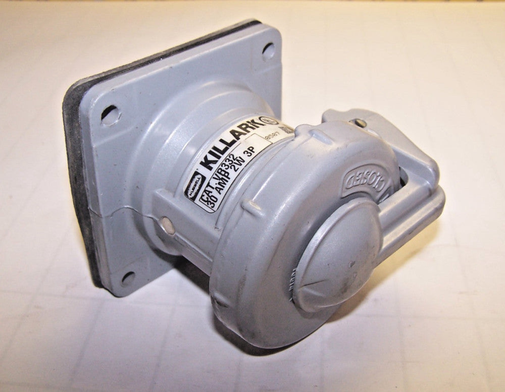 Hubbell Killark 30 Amp Receptacle 250 VDC / 600 VAC 2 Wire 3 Pole  VR332