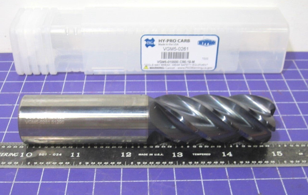 OSG (VGM5-0261) 1" Corner Radius End Mill 5F 2" LOC 0.1900" Radius Solid Carbide