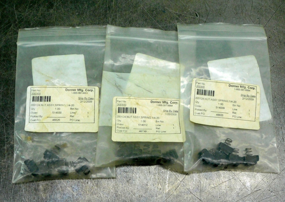 Dorner 200300 200124 Spring Nut Assembly 1/4-20 T-Slot Lot of Fifteen (15)