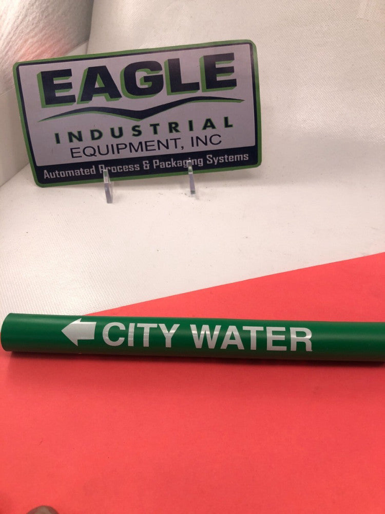 (9-pk) SETMARK 32925 SZ-10  PIPE MARKER "CITY WATER" White on Green