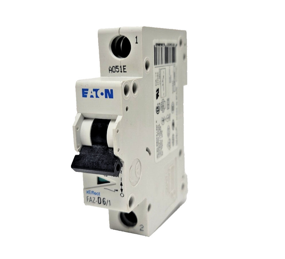 EATON CIRCUIT BREAKER FAZ-D6/1-SP THERMAL MAGNETIC 1 POLE 6 AMP 277 VAC/48 VDC