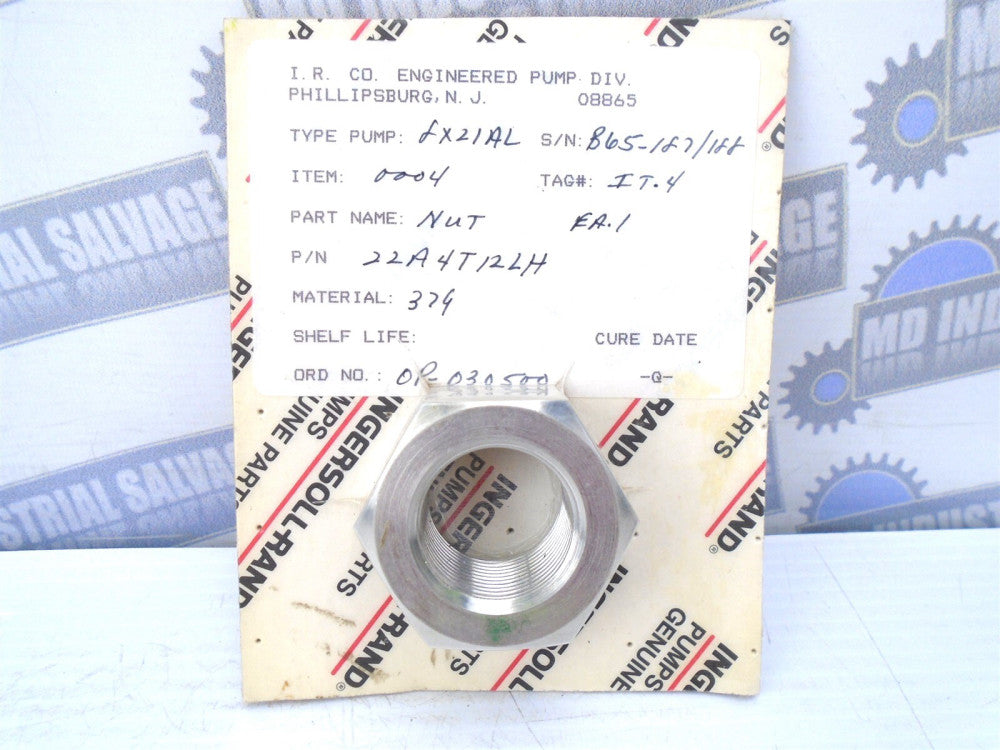 INGERSOLL RAND - 22A4T12 - Left Hand - SS NUT for 8X21AL PUMP - (NEW on CARD)