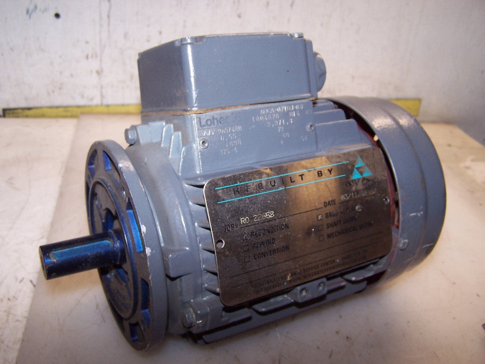 REBUILT LOHER .55 KW AC ELECTRIC MOTOR 1690 RPM 265/460 VAC ANCA-071BJ-04E  
