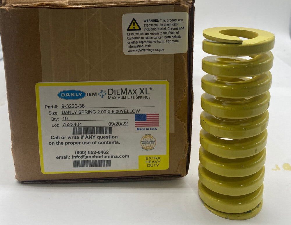 Danly 9-3220136 DieMax XL® Yellow Springs, 2"X5" Lot of 10
