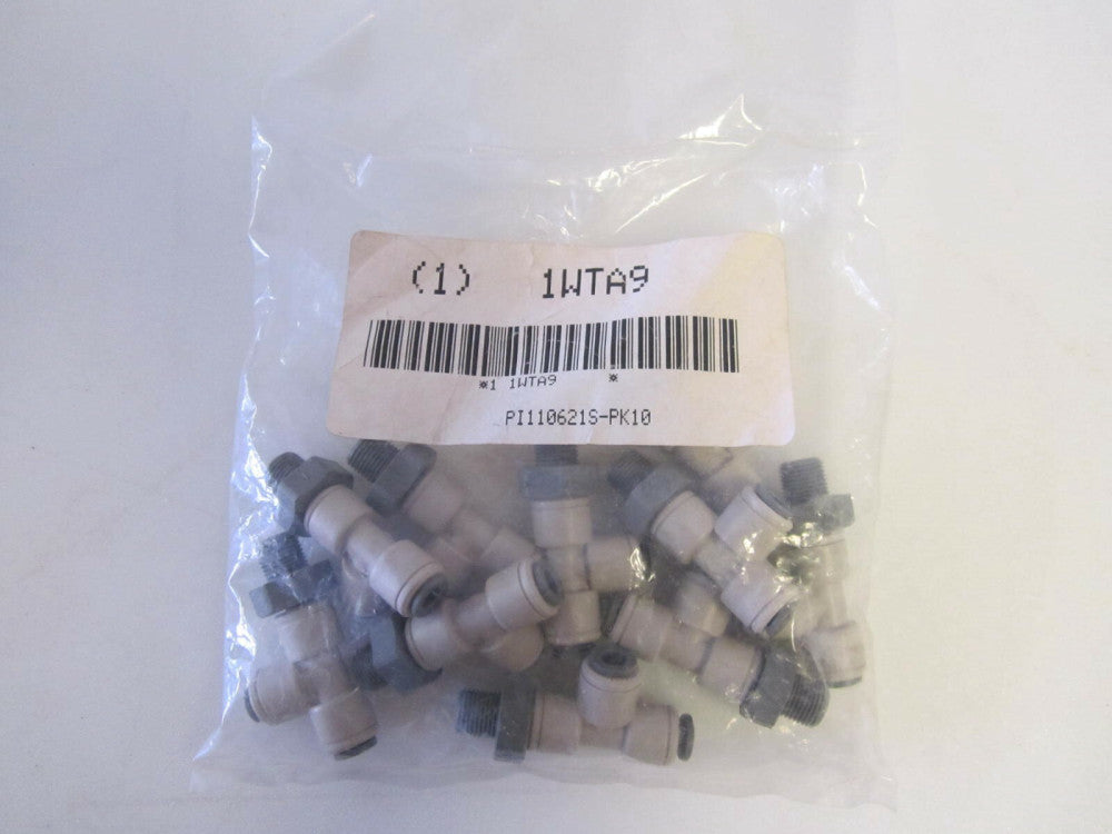 JOHN GUEST Swivel Run Tee -PI110621S-PK10- 3/16" Tube OD, 150 PSI, Gray, Pk10