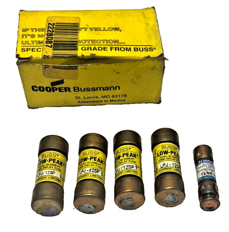 BUSSMAN LOW-PEAK FUSE LPJ-12SP LITTLEFUSE FLNR15 FUSE LOT OF 5