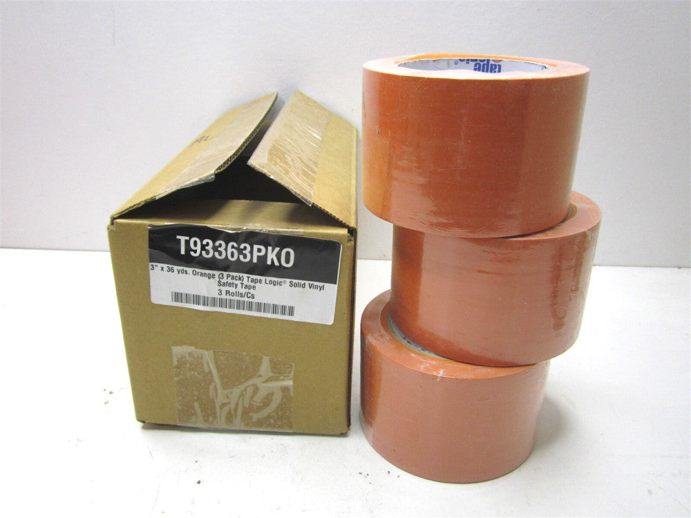 Tape Logic (T93363PK0) 3" x 36yds Orange Solid Vinyl Safety Tape - Lot of 3 