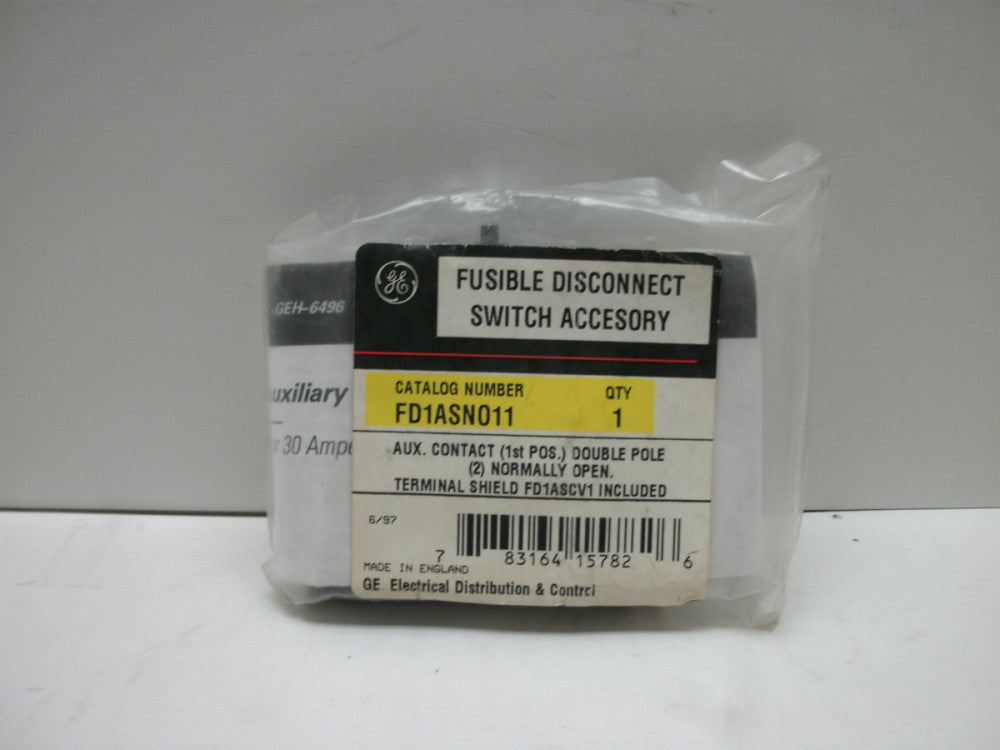 GENERAL ELECTRIC FD1ASN011 AUXILIARY CONTACT DBL POLE NC W/TERMINAL SHIELD NIB