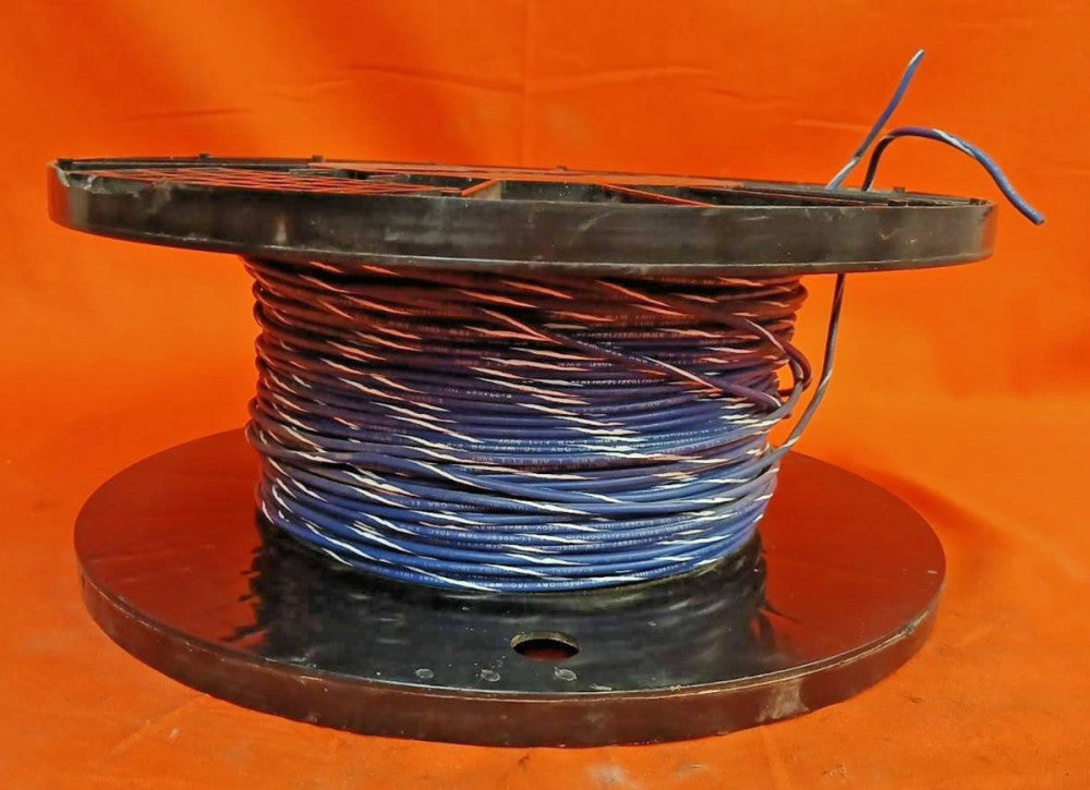 MTW 16AWG BLUE W/ WHITE STRIPE BARE COPPER STRANDING UL1015
