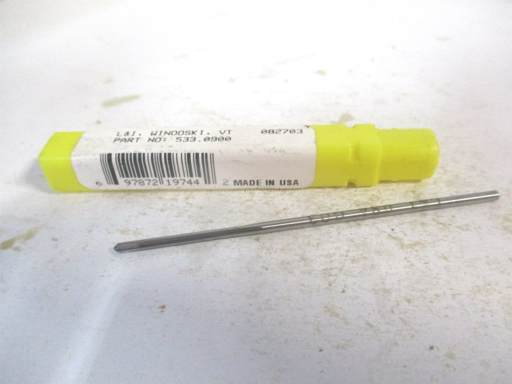 (433-0.0900) 0.09" x 3/4" x 3" OAL Straight Shank HSS 4-Flute Chucking Reamer 