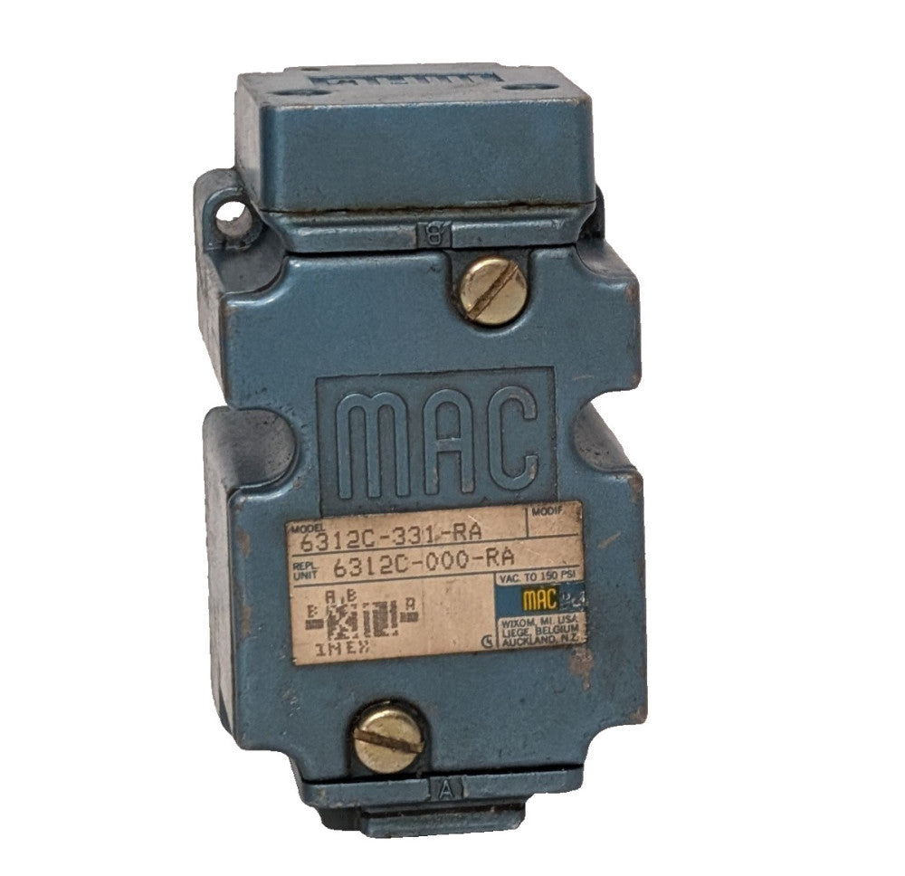 Mac Valves 6312C-331-R Pneumatically Actuated Spool Valve, 150 PSI Max, Solenoid