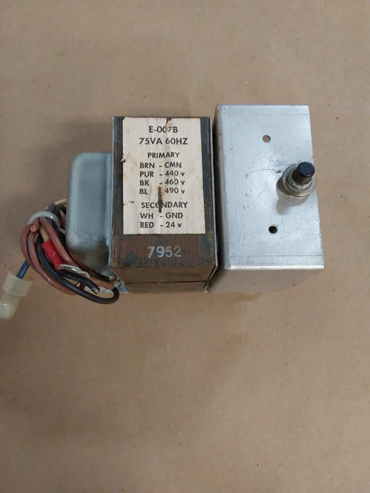 Liebert Transformer E-007B PRI 60 Hz BRN 440V PUR460V BK 490V BL SEC 24V 75VA 