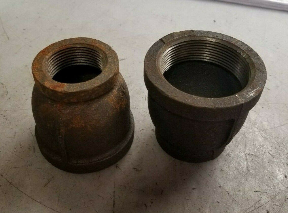 2) NEW ANVIL 1-1/4" x 2" NPT BLACK MALLEABLE IRON UNION REDUCER COUPLING