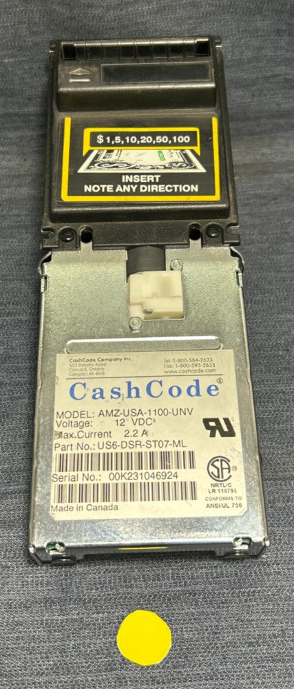 CASH CODE BILL ACCEPTOR VALIDATOR  AMZ-USA-1100-UNV  12VDC 2.2A